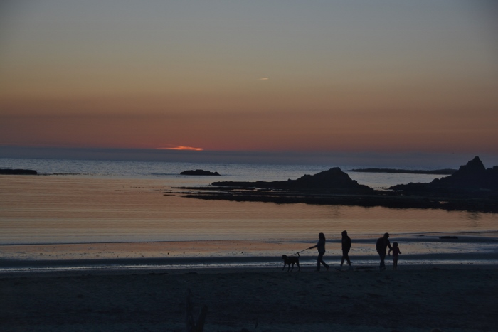 sunset bay beach at sunset